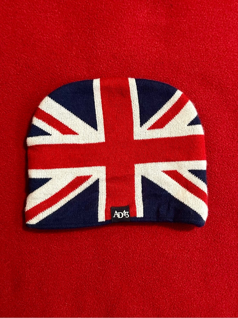 Union Jack Knit Beanie - Red, Navy & White
